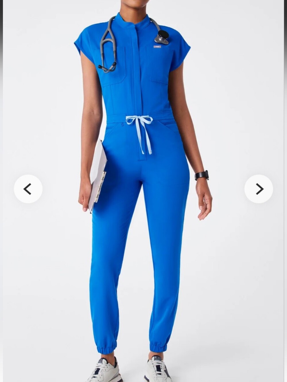Figs Electric Blue Women's Medical Jumpsuit with Drawstring